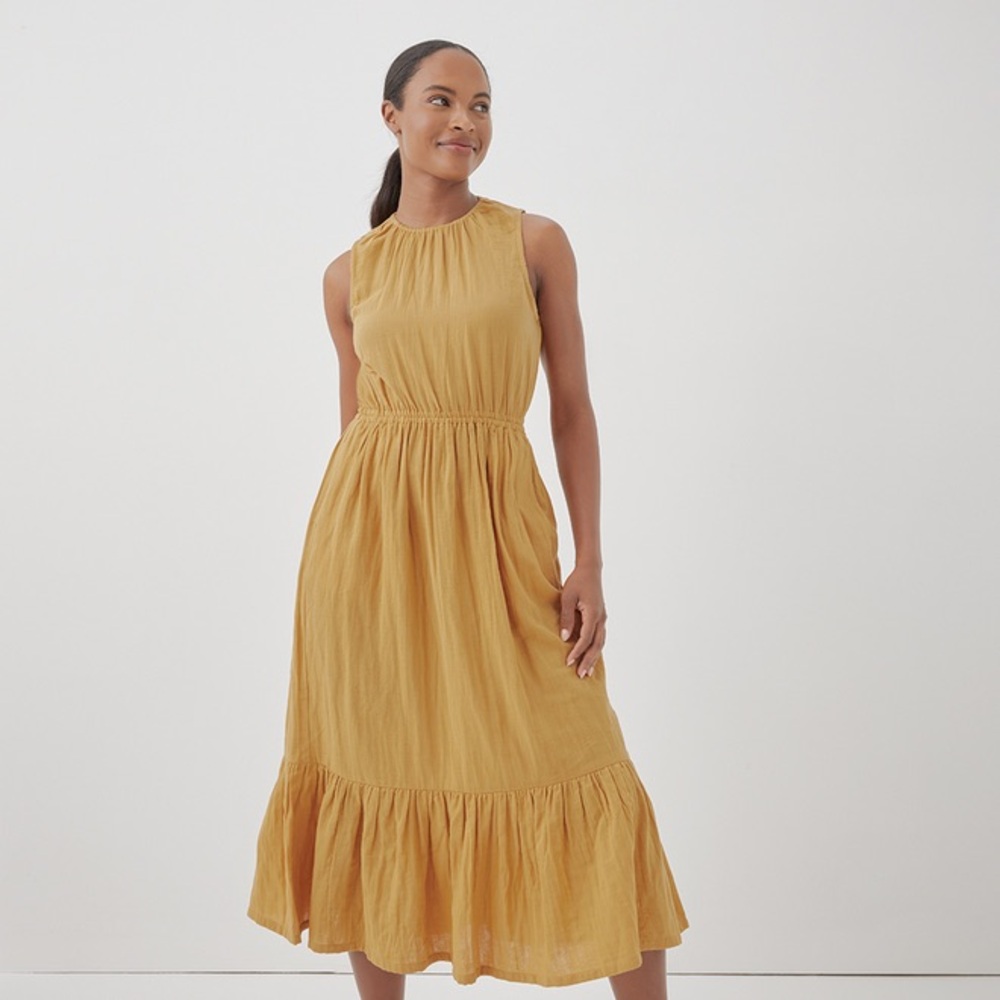 Pact Coastal Double Gauze Cutout Midi Dress